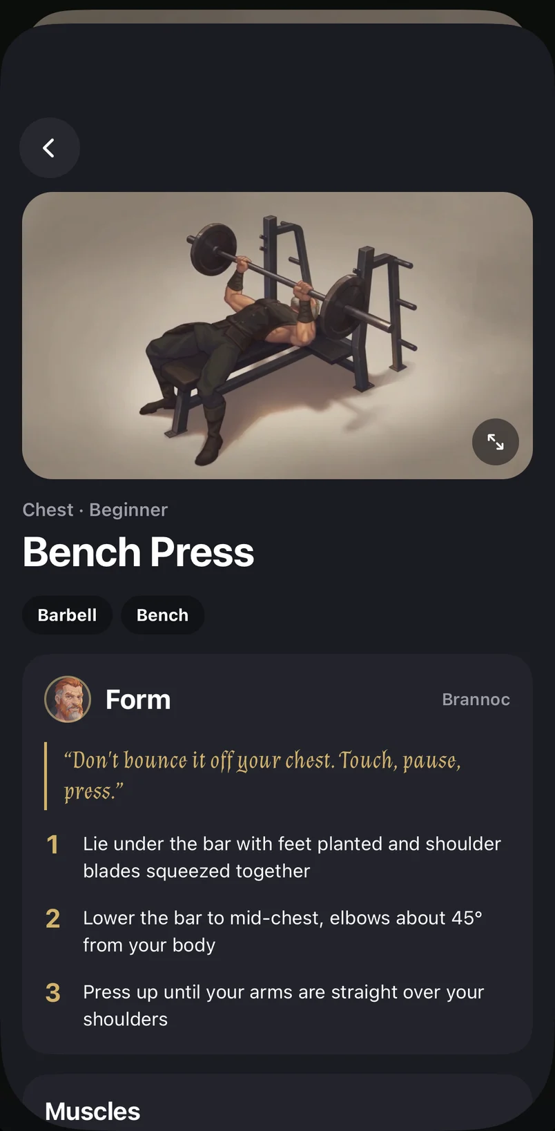The Bench Press demo with Brannoc's form tips
